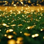 Cận cảnh confetti vàng rơi trên sân cỏ, biểu tượng so sánh định dạng World Cup